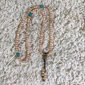 Pink Freshwater Pearl and Turquoise necklace